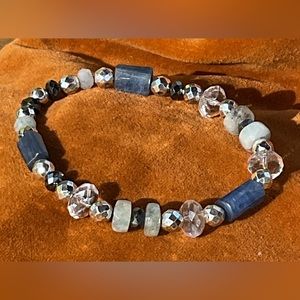 Kyanite, Crystal, Aquamarine SS Stretch Bracelet